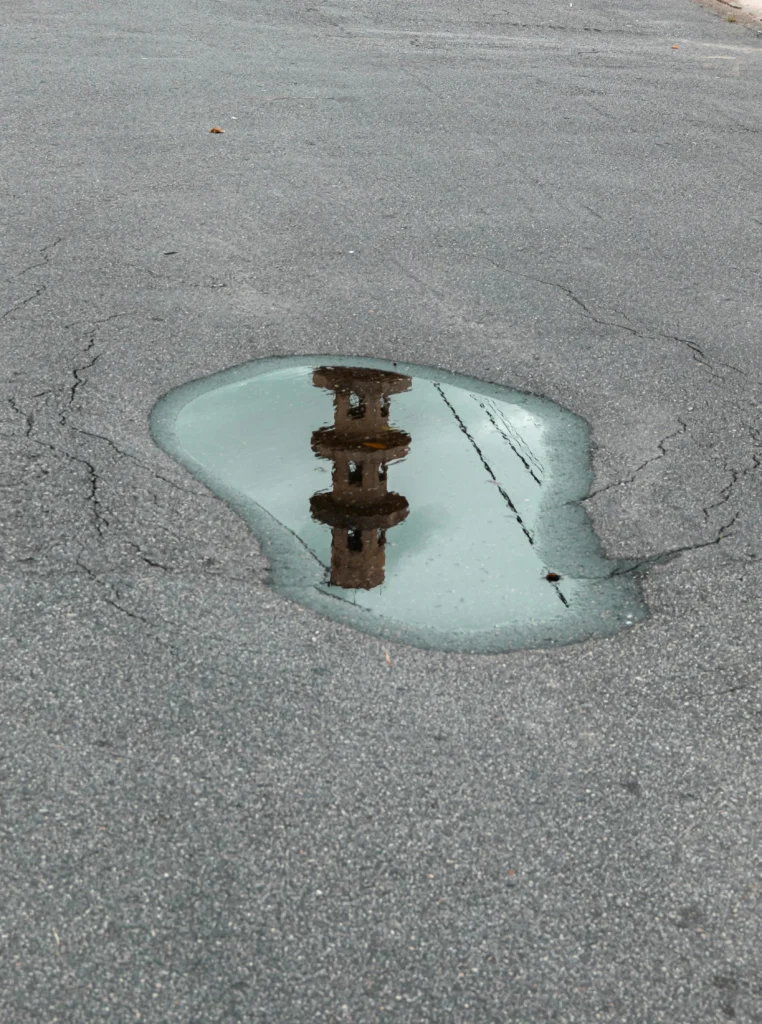parking lot with ponding water