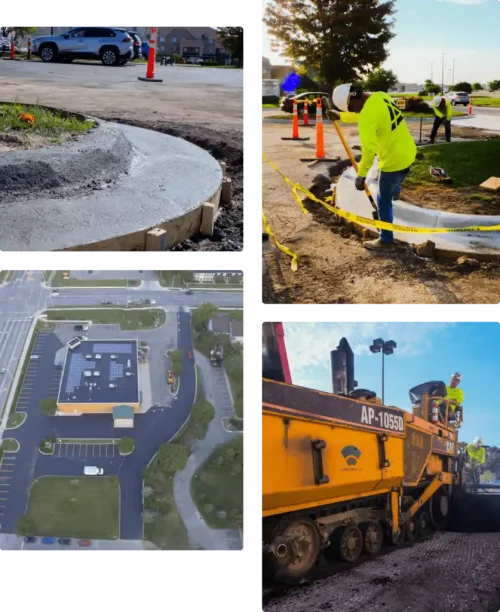 collage of work done by Kansas Asphalt