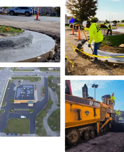 collage of work done by Kansas Asphalt