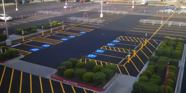 aerial view of empty parking lot