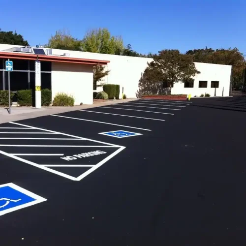 ADA Compliant parking lot with handicap line striping and signage